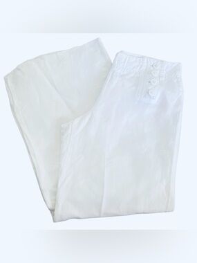 Larry Levine White High-Waist Button Front Pants
